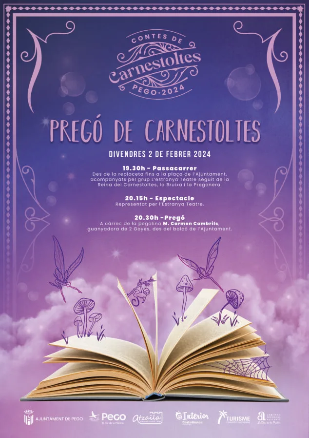 Imagen: Cartel del pregó de Carnestoltes 2024 de Pego