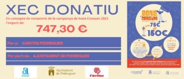 Cheque donativo a Cáritas Parroquial Pedreguer