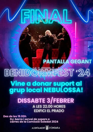 Fiesta en Ondara en apoyo a Nebulossa en el Benidorm Fest 2024