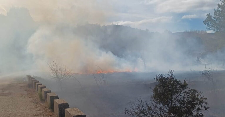 Incendio en terrenos de Alcalà de la Jovada-