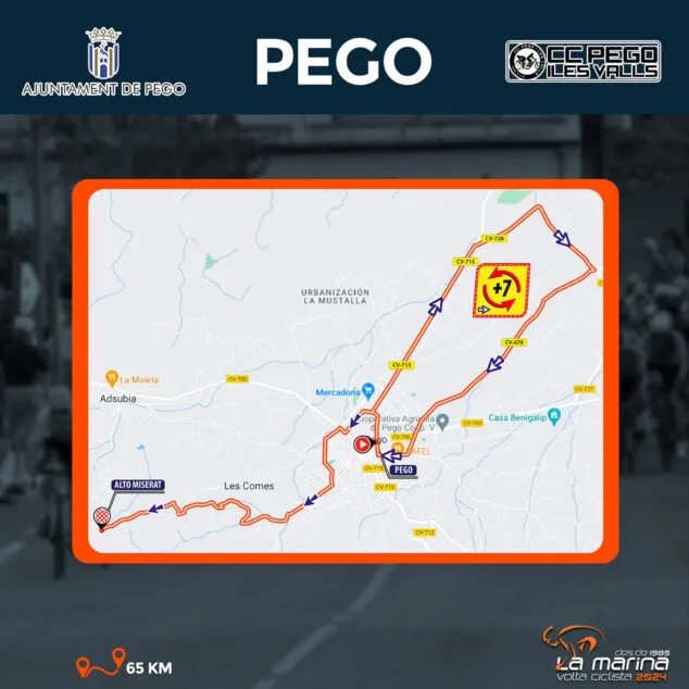 Imagen: Plano del recorrido de la Etapa Pego Volta La Marina