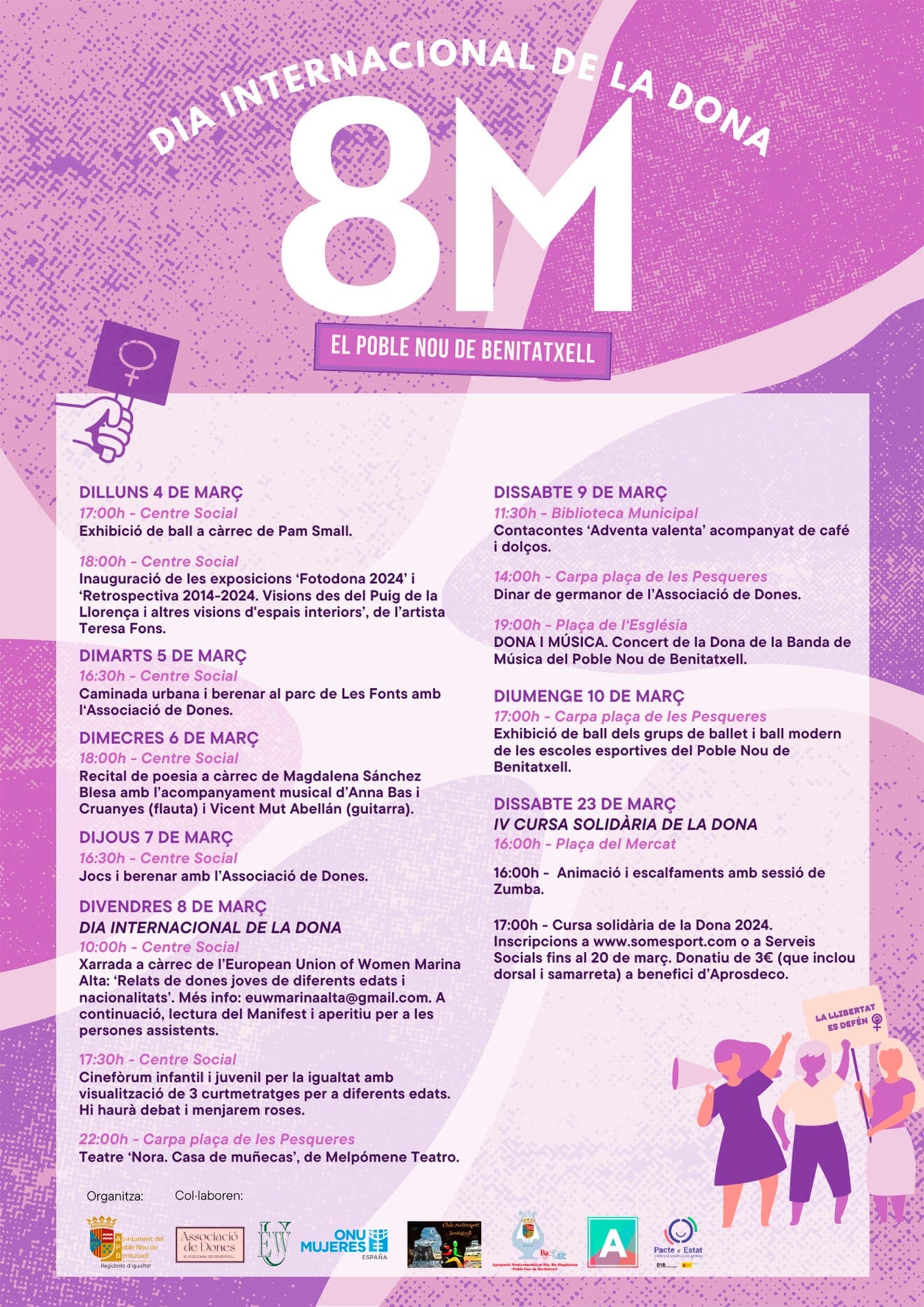 Cartel del 8M en Benitatxell este 2024