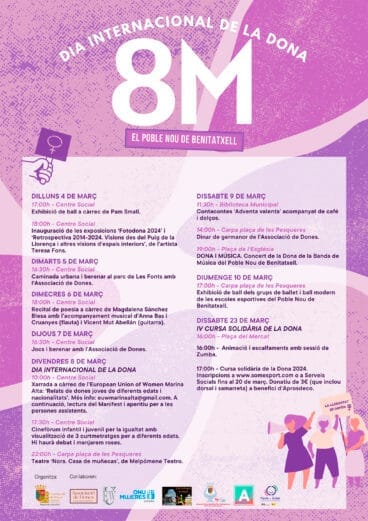 Cartel del 8M en Benitatxell este 2024