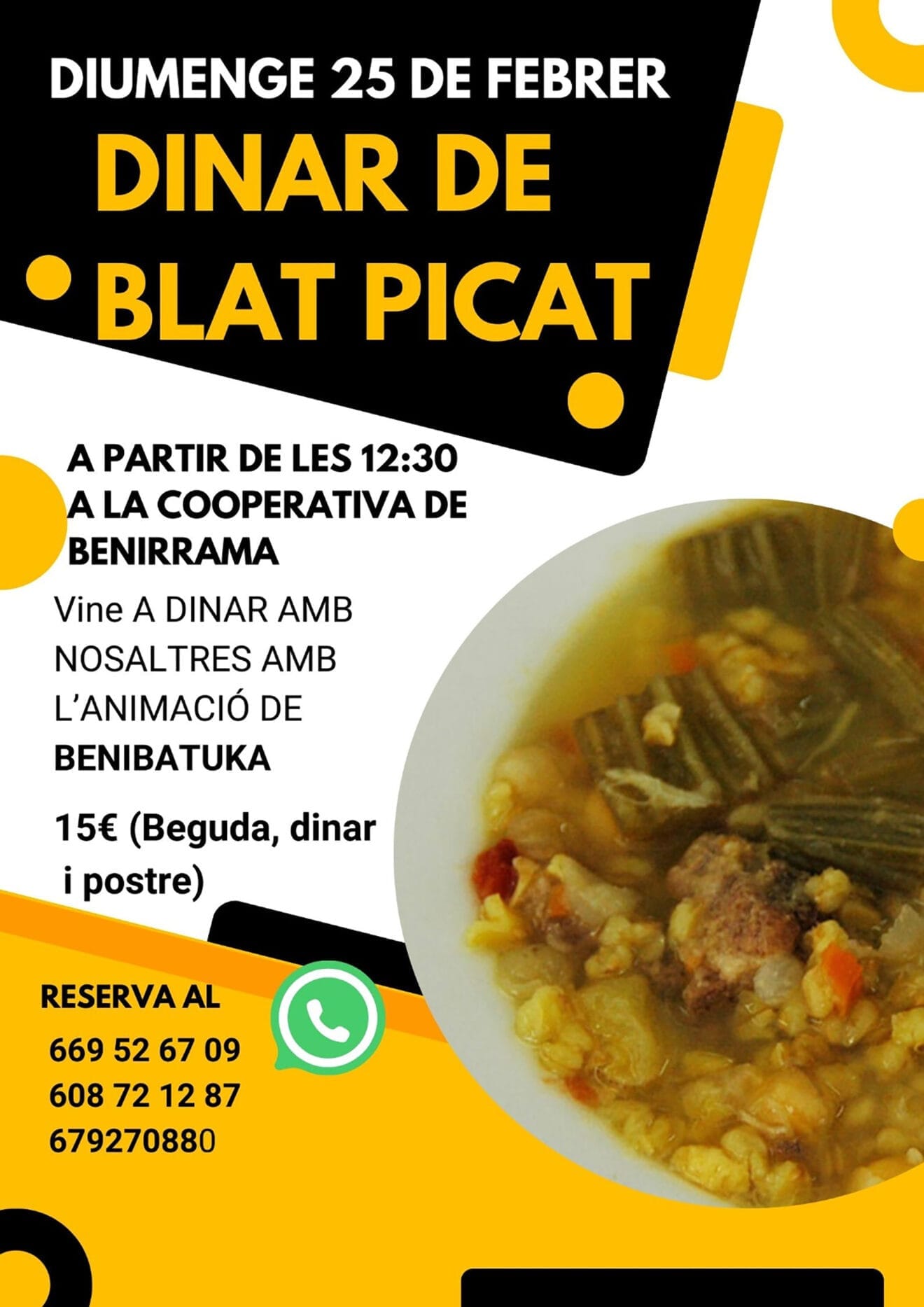 Comida de blat picat de Benirrama