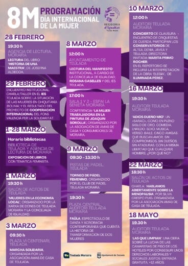 Programa de actividades del 8M en Teulada Moraira 2024