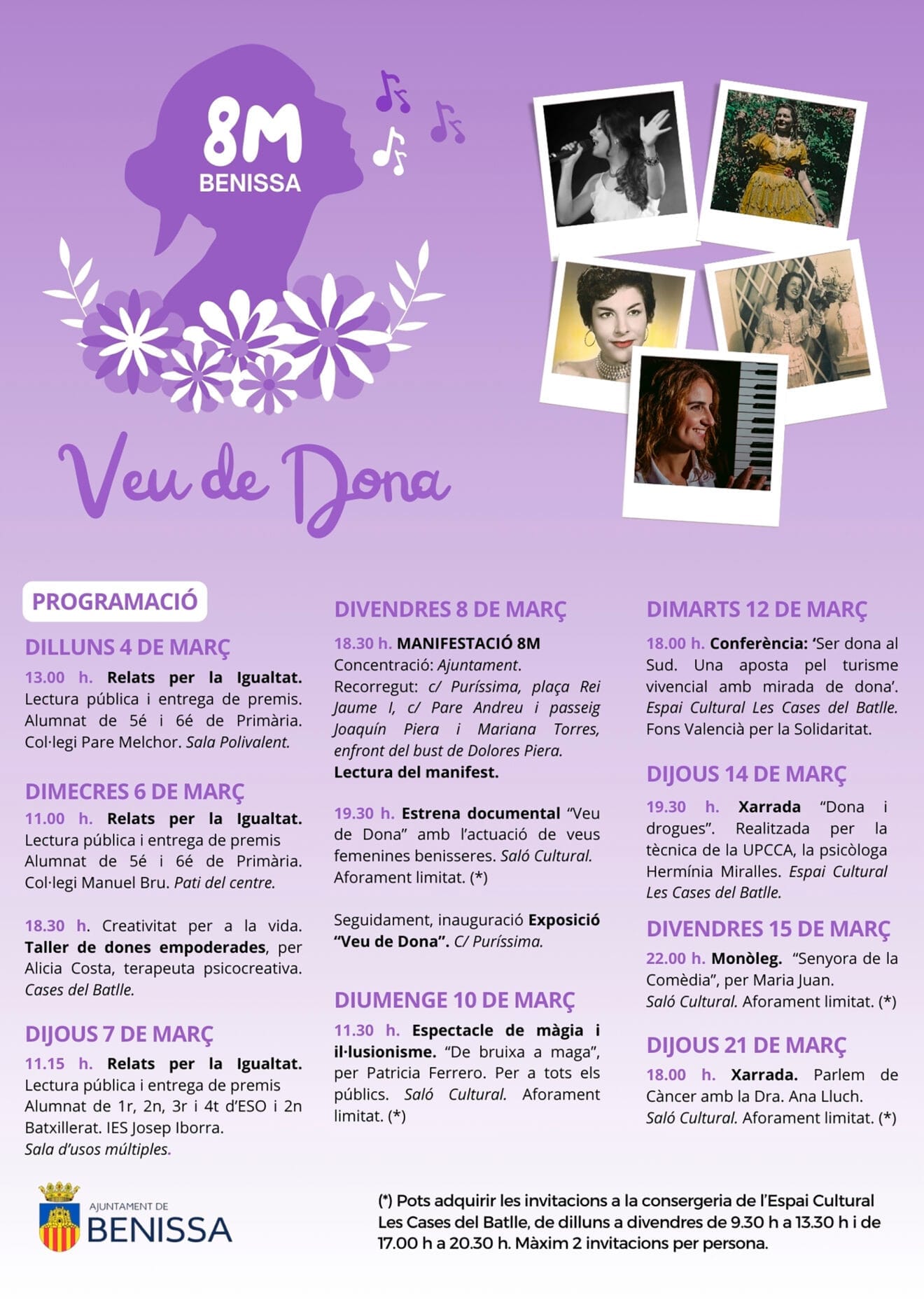 Programacion del 8M en Benissa 2024