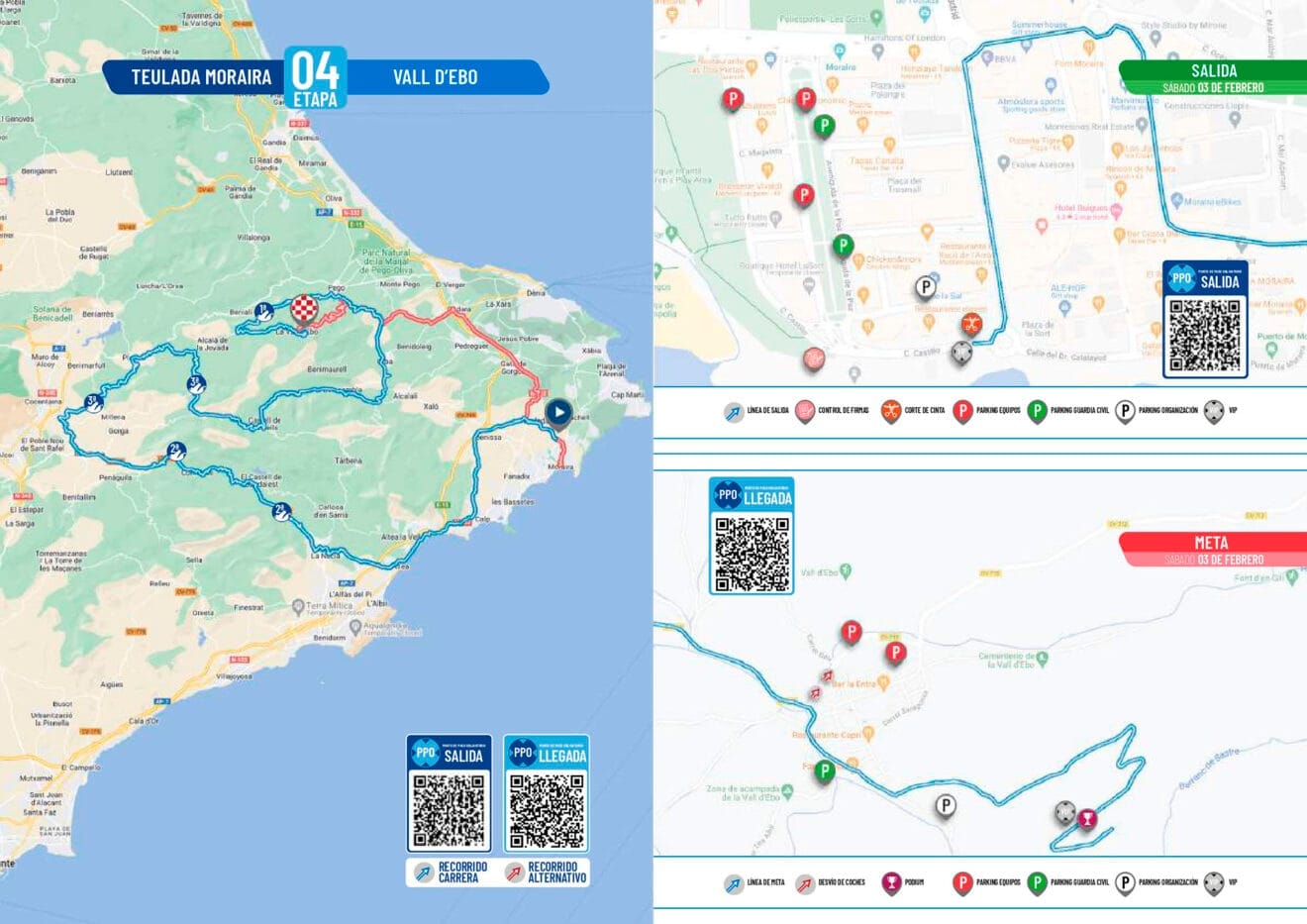 Recorrido de la 4 etapa de la Volta a la Comunitat Valenciana 2024 desde Teulada Moraira a la Vall d'Ebo