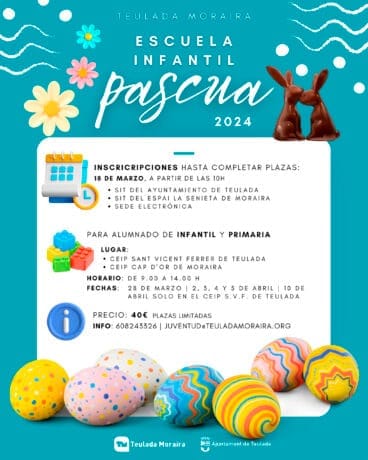 Cartel de la Escuela de Pascua 2024 de Teulada Moraira