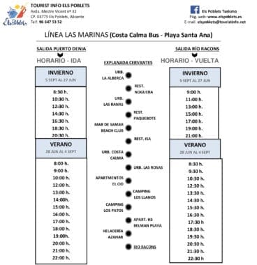 Horarios autobús Els Poblets