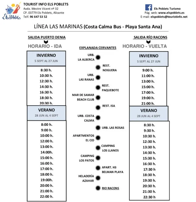Imagen: Horarios autobús Els Poblets
