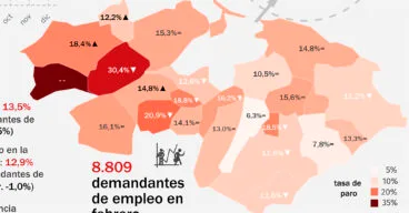 mapa de demandantes de empleo en la marina alta en febrero 2024