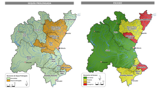 Imagen: Sequía y escasez en la demarcación de la Confederación Hidrográfica del Júcar en ferbero del 2024