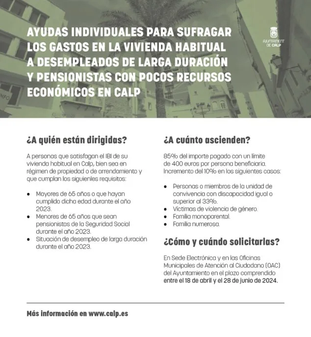Imagen: Ayudas para el IBI en Calp en 2024