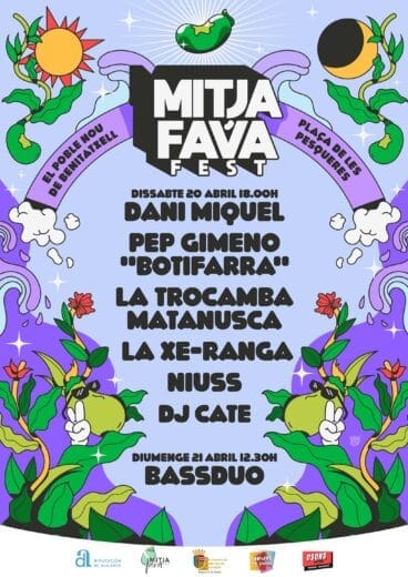 Cartel de conciertos y actuaciones del MitjaFava Fest de Benitatxell en 2024