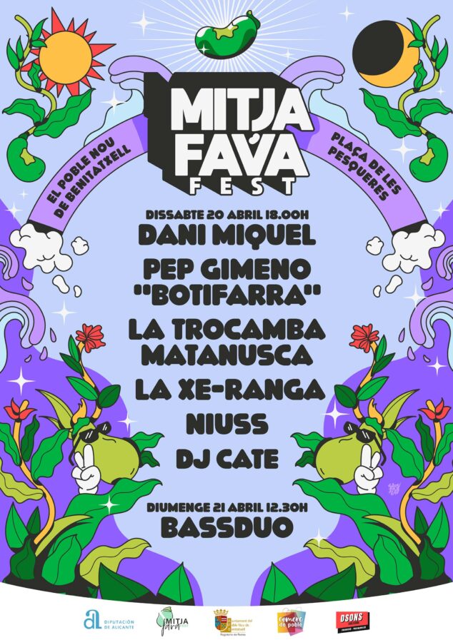 Imagen: Cartel de conciertos y actuaciones del MitjaFava Fest de Benitatxell en 2024