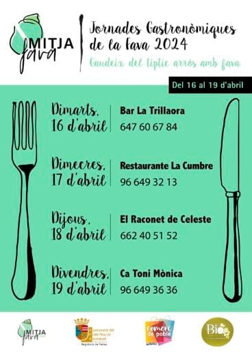 Cartel de las Jornades Gastronómiques de la Fava 2024 del MitjaFava Fest de Benitatxell