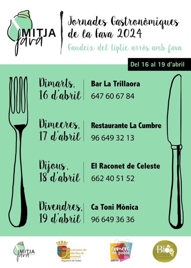 Imagen: Cartel de las Jornades Gastronómiques de la Fava 2024 del MitjaFava Fest de Benitatxell