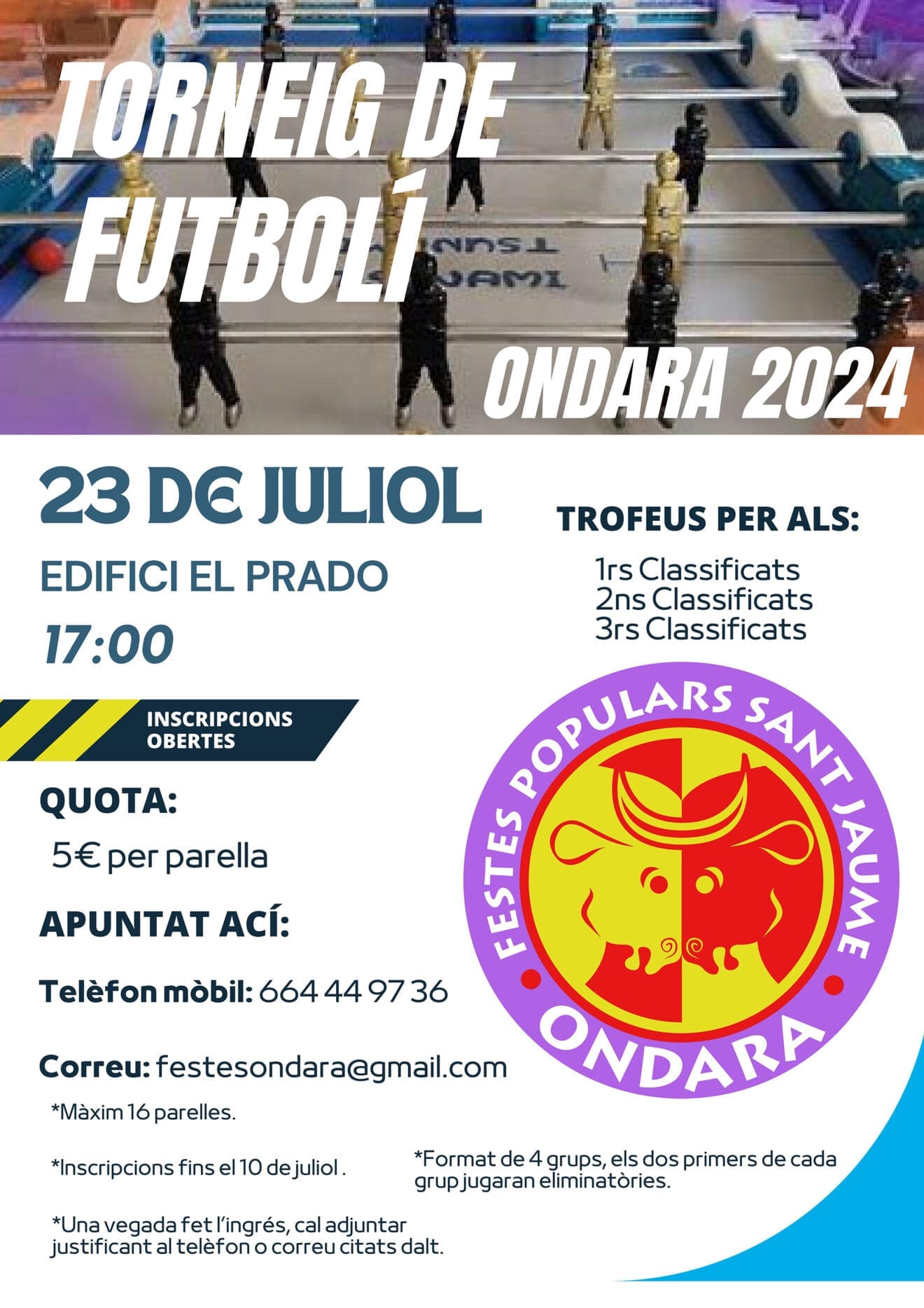 Cartel del Torneo de Futbolín de Ondara