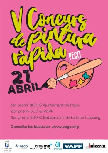 Cartel del V Concurso de pintura rápida de Pego este 2024