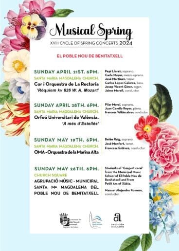 Programación de la XVIII Primavera Musical del Poble Nou de Benitatxell 2024 en inglés
