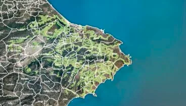 Reproducción del mapa de la Marina Alta de GVA que marca las zonas dentro de los 500 m respecto a terreno forestal donde no se permite la quema agrícola