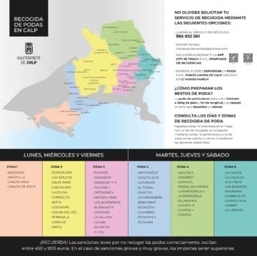 Calp establece un nuevo mapa de recogida de podas