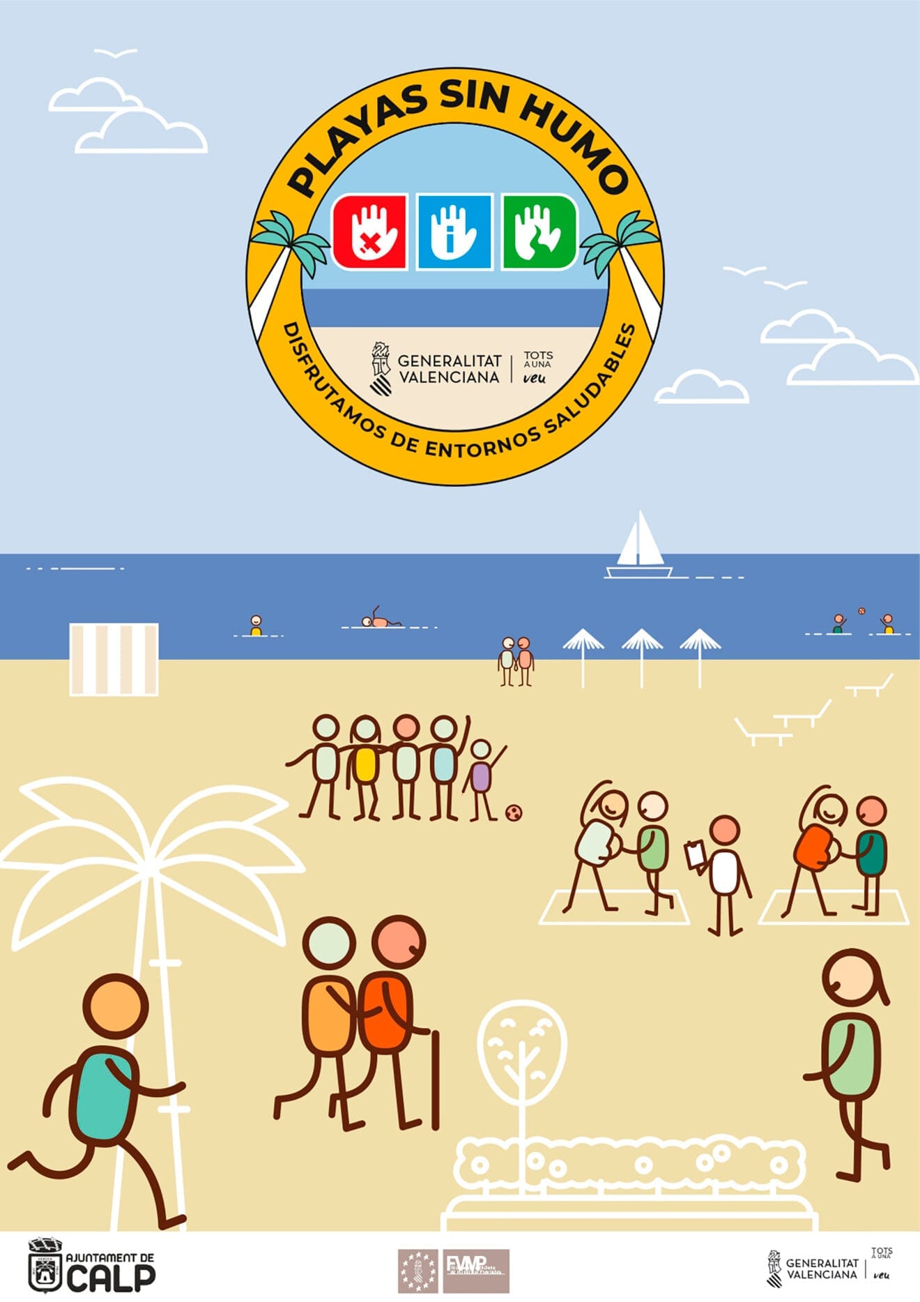 Cartel de Playas sin humo de Calp