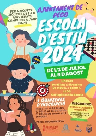 Cartel Escola d’Estiu de Pego 2024