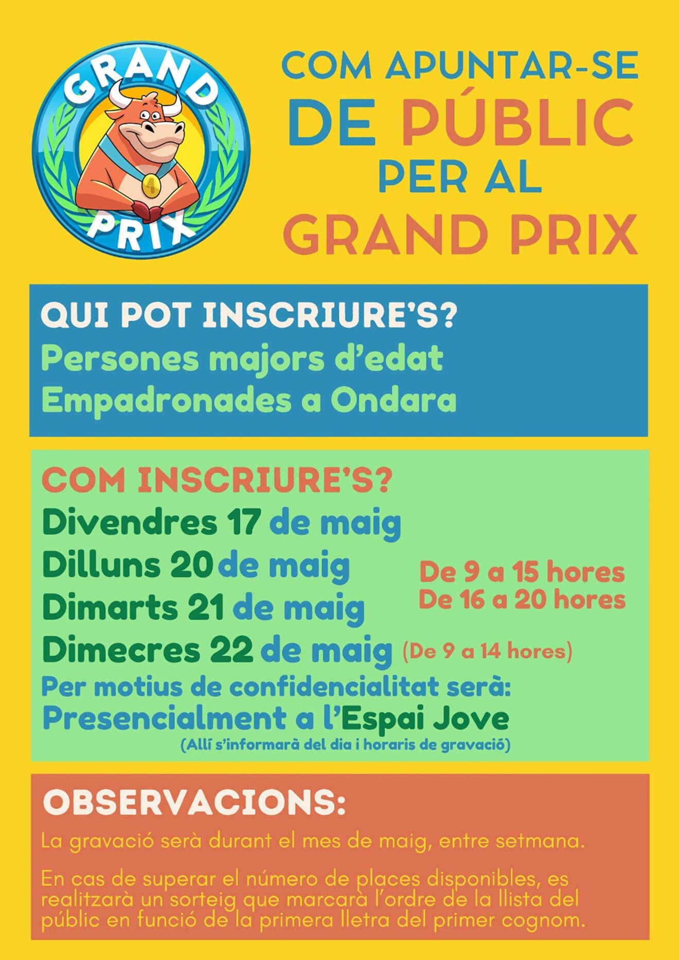 Inscripciones al Grand Prix como público