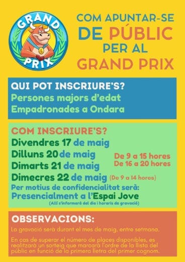 Inscripciones al Grand Prix como público