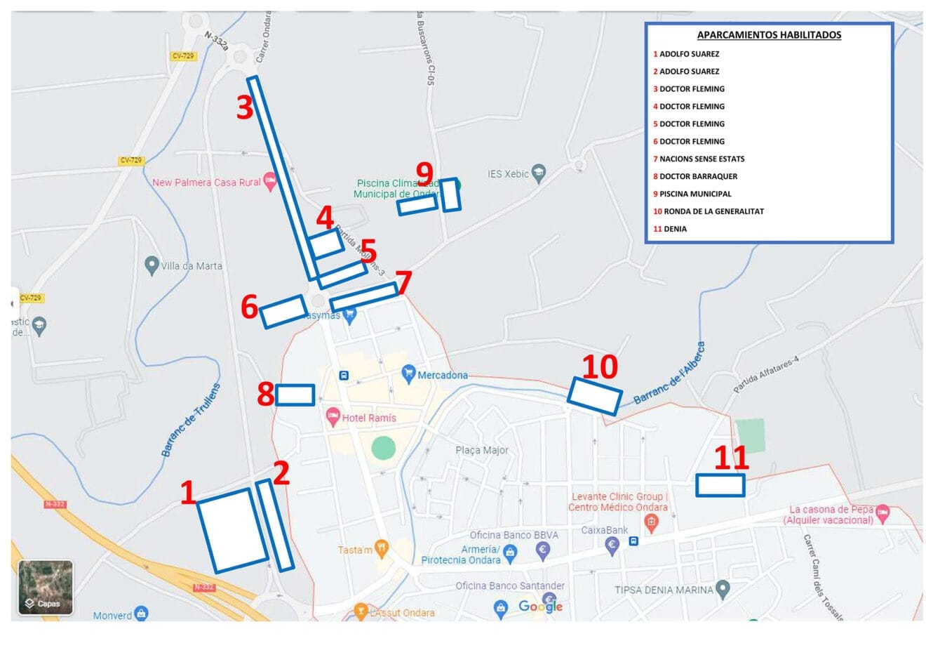 Plano de estacionamientos para la Europarty