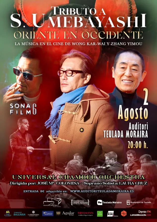 El 'Tributo a Shigeru Umebayashi' abrirá la sexta edición del Sonafilm en el Auditori Teulada Moraira 1 Imagen: Cartel del Tributo a Shigeru Umebayashi de la sexta edición del Sonafilm 2024