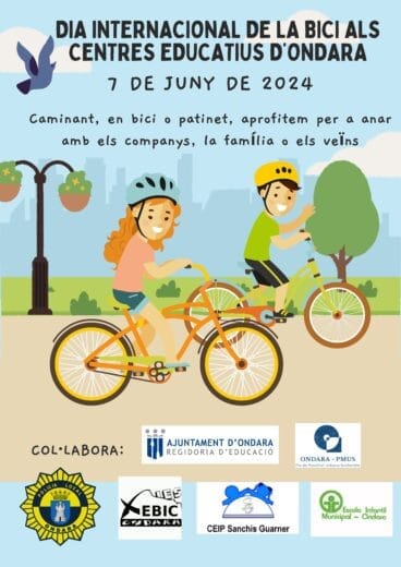 Cartel día internacional de la bici en los colegios de Ondara