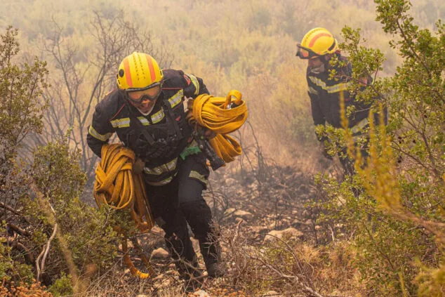 Los drones toman protagonismo en la vigilancia forestal estival del Consorcio de Bomberos 2 Imagen: Bomberos en los trabajos de extinción de un incendio