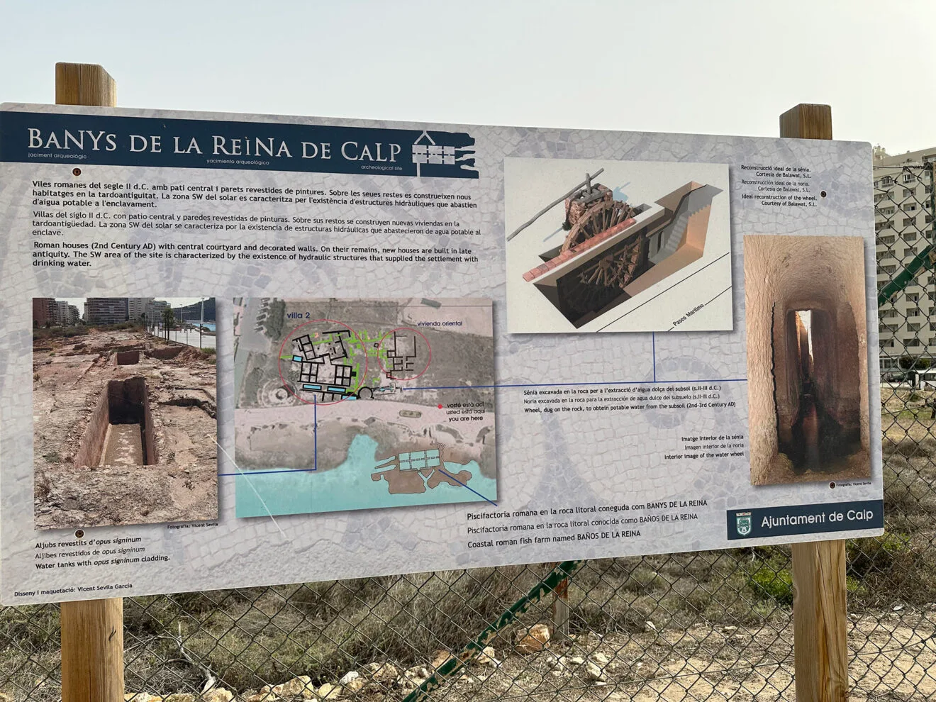 Explicación de la zona de estructuras hidráulicas de los Baños de la Reina de Calp
