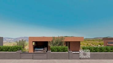 Imagen de la promotora de la entrada a los chalés proyectados en Llíber