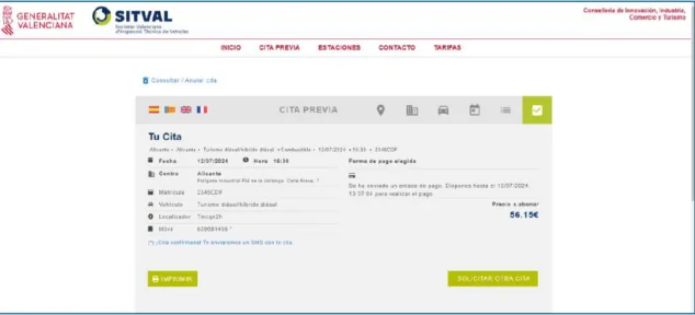Imagen: Forma de pago en la nueva plataforma de SITVAL