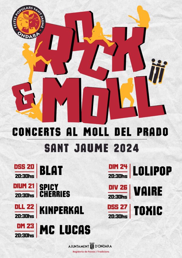 Imagen: Cartel de conciertos del Rock&Moll de las Festes Populars de Sant Jaume 2024 de Ondara