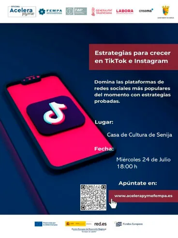 Cartel de la charla ‘Estrategias para Crecer en TikTok e Instagram’