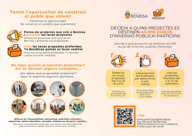 Imagen: Díptico de los Presupuestos Participativos de Benissa 2024