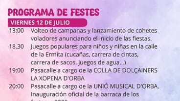 Programa fiestas de Orbeta dest