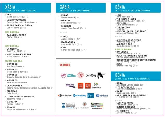 programacion del riurau film festival de 2023 en denia y xabia