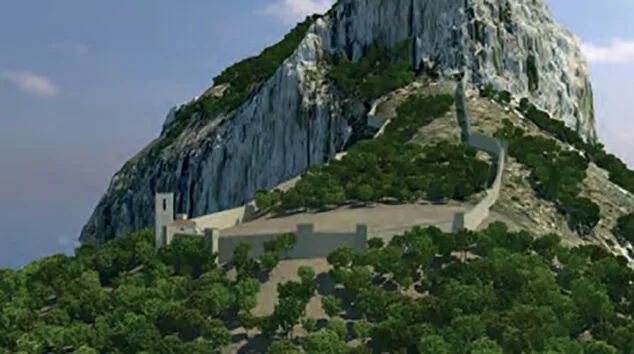 Imagen: Reconstrucción virtual de las murallas de la Pobla de Ifach. Fernando Such.