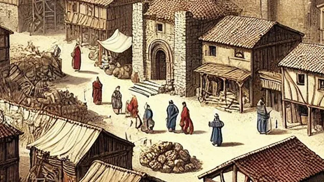 Imagen: Representación ciudad medieval. Dall.e.