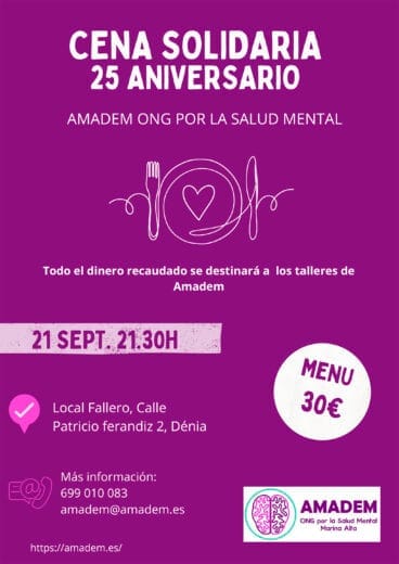 Cena solidaria por el 25 aniversario de AMADEM