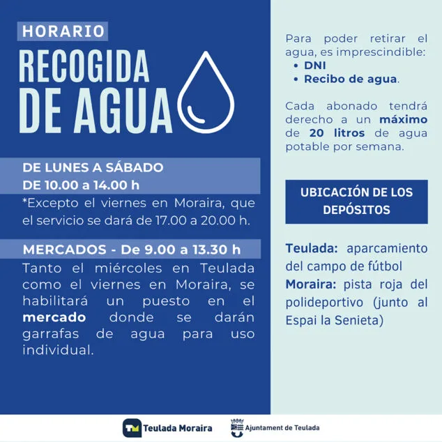 Imagen: Información sobre la recogida de agua en Teulada Moraira