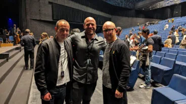 Javi Gil junto a los compositores del videojuego de Assassin’s Creed en Barcelona