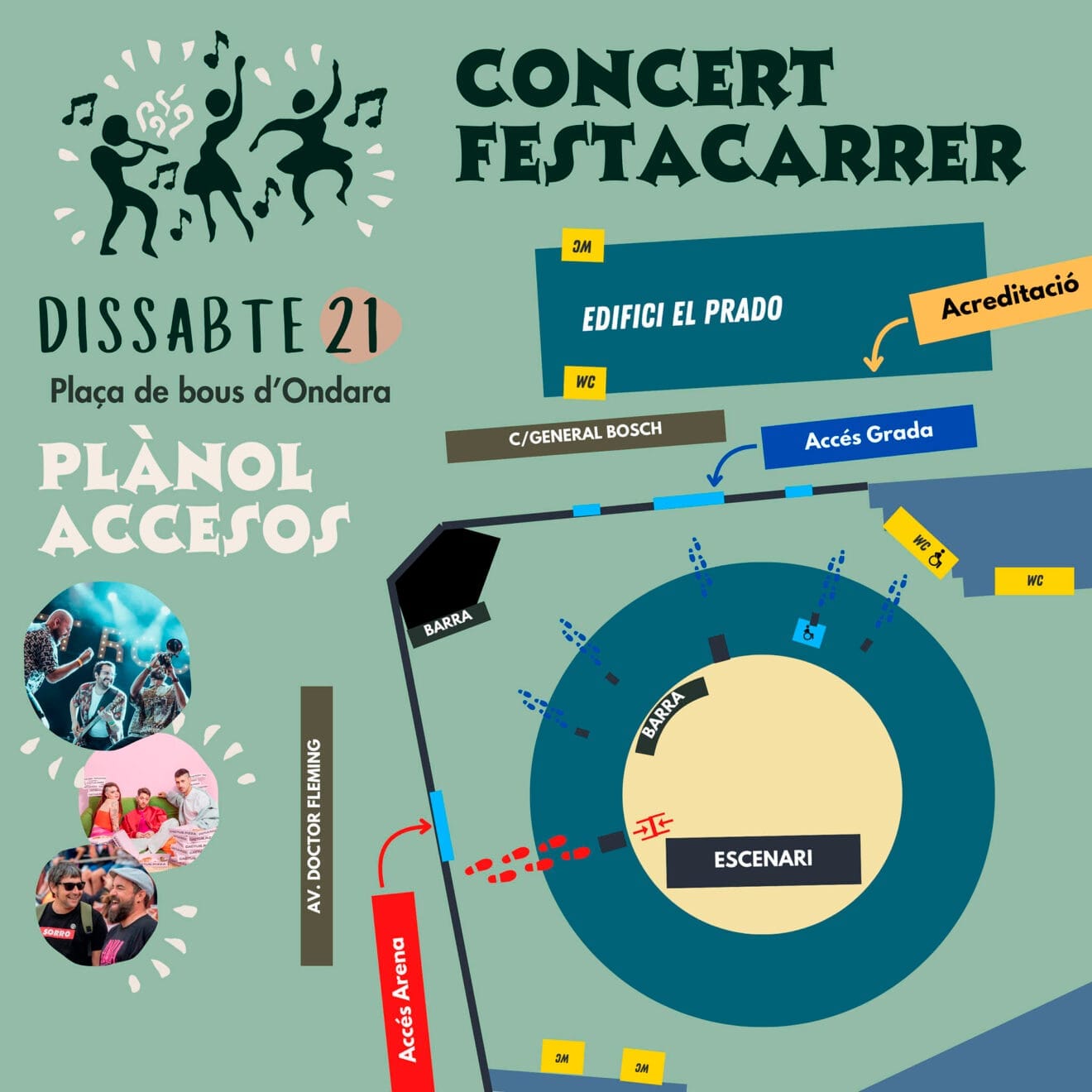 Accesos al recinto de conciertos del Festacarrer 2024 de Ondara