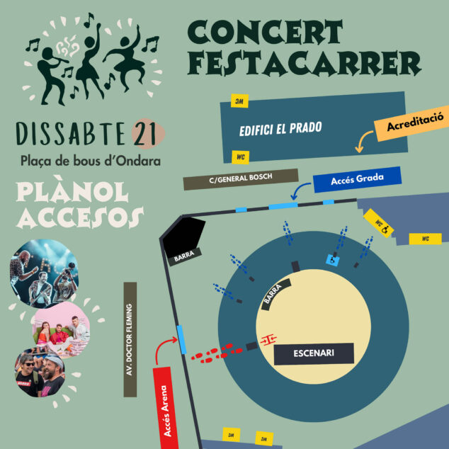 Imagen: Accesos al recinto de conciertos del Festacarrer 2024 de Ondara