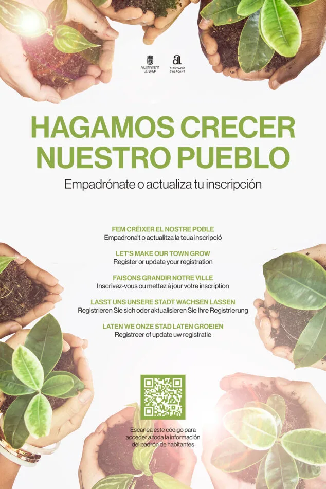 Calp lanza la campaña de empadronamiento «Hagamos crecer nuestro pueblo» 2 Imagen: Campaña de empadronamiento de Calp